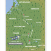 Carte de voyage du Rhin rétro. Autocollant (Devant)