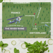 Carte de voyage du Rhin rétro. Serviette de cuisin (Plié)