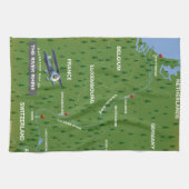 Carte de voyage du Rhin rétro. Serviette de cuisin (Horizontal)