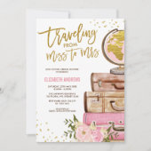 Carte de voyage Fête des mariées / Pink Gold Flora (Devant)