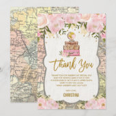 Carte de voyage florale en or rose pour enterremen (Devant / Derrière)