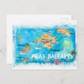 Carte de voyage illustrée des Baléares (Devant / Derrière)