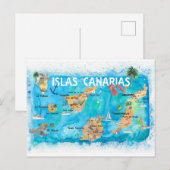 Carte de voyage illustrée des îles Canaries (Devant / Derrière)