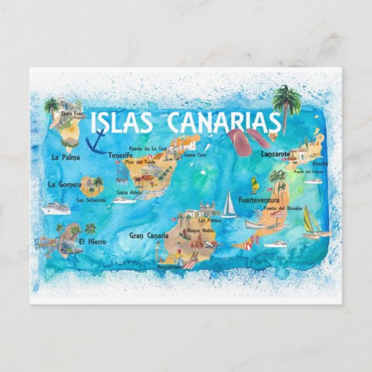 Carte de voyage illustrée des îles Canaries (Devant)