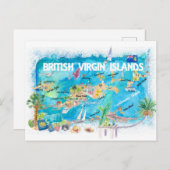 Carte de voyage illustrée des îles Vierges britann (Devant / Derrière)
