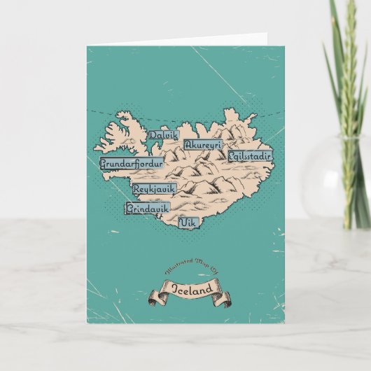 Carte de voyage illustrée d'Islande (Devant)