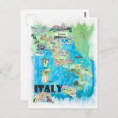 Carte de voyage illustrée Italie (Devant / Derrière)