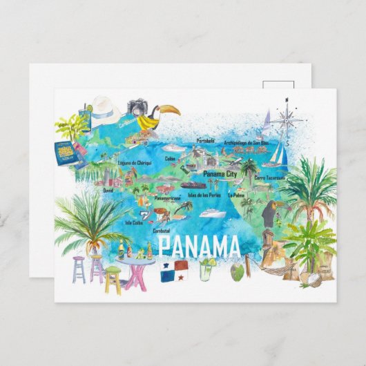 Carte de voyage illustrée Panama (Devant / Derrière)