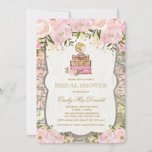 Carte de voyage Invitation à la douche nuptiale po (Devant)