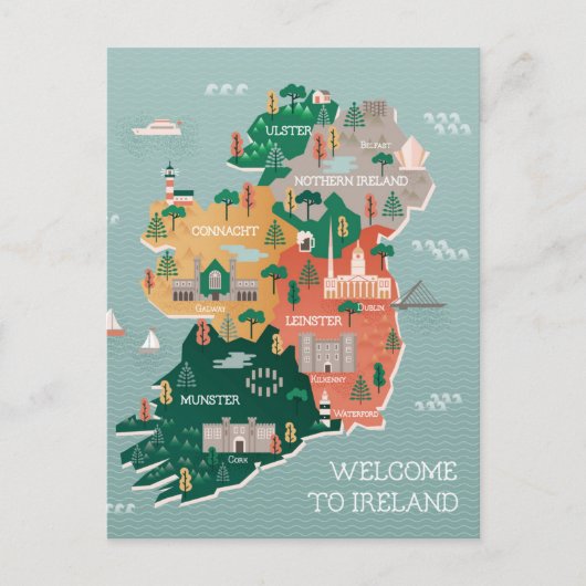 Carte de voyage Irlande | Points de repère et vill (Devant)