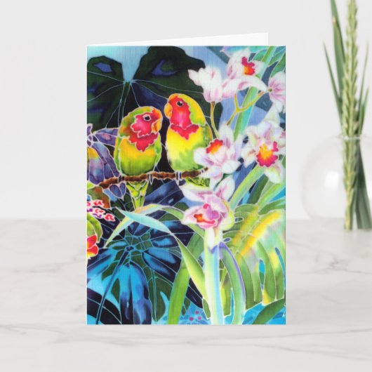 CARTE DE VOYAGE LOVEBIRD avec orchidées (Devant)