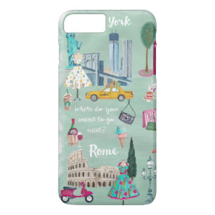 Carte de voyage New York Rome Étui Iphone 7 plus