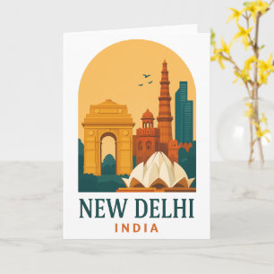 Carte de voyage rétro de New Delhi Inde – Rétro