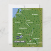 Carte de voyage rétro du Rhin. (Devant)