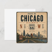 Carte de voyage rétro Route 66 de Chicago (Devant / Derrière)