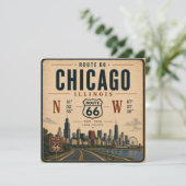 Carte de voyage rétro Route 66 de Chicago (Debout devant)