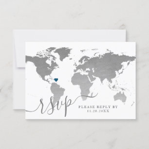 Carte de voyage Silver World pour un mariage de de