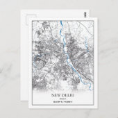 Carte de voyage simple de la ville de New Delhi en (Devant / Derrière)