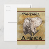 Carte de voyage vintage Elephant Afrique (Devant / Derrière)