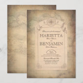 Carte de Voyage vintage Monde Mariage Aventure (Devant / Derrière)