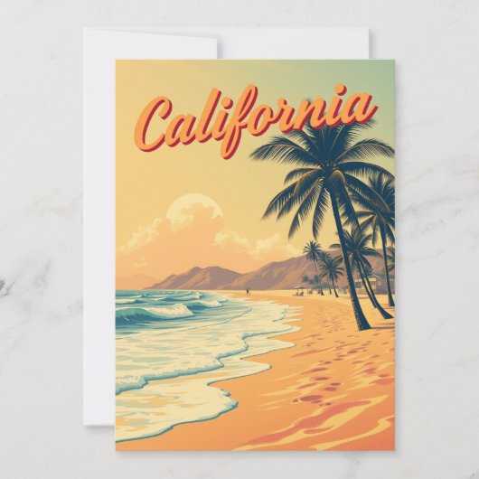 Carte de voyage vintage Retro California Beach (Devant)