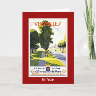 Carte de voyage vintage Versailles Paris Train
