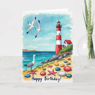 Carte de vue côtière pour anniversaire douce
