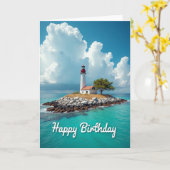 Carte de vue d'anniversaire bord de mer (Fleur jaune)