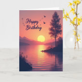 Carte de vue de coucher de soleil joyeux (Fleur jaune)