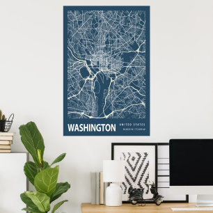 Carte de Washington D.C. affiche de plan de ville