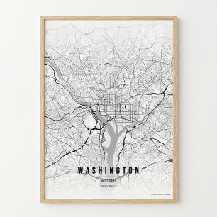 Carte de Washington D.C. Impression d'une affiche 