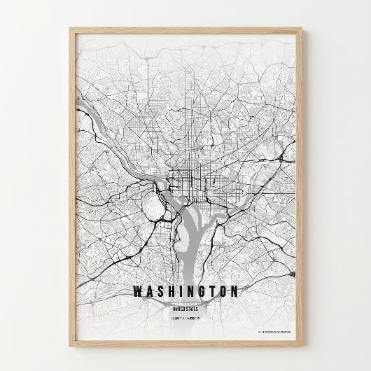 Carte de Washington D.C. Impression d'une affiche