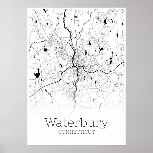 Carte de Waterbury - Connecticut - Poster de carte (Devant)