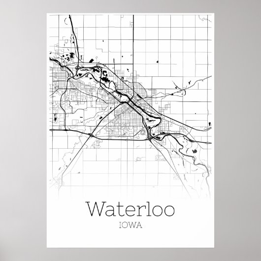 Carte de Waterloo - Iowa - Poster de carte de vill (Devant)