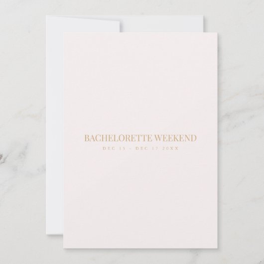 Carte de week-end de bachelorette Script Or et Ros (Devant)