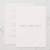 Carte de week-end de bachelorette Script Or et Ros (Devant / Derrière)