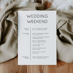 Carte de week-end de mariage minimaliste noir et b