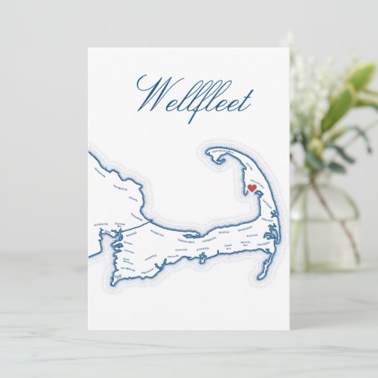 Carte de Wellfleet pour table de mariage sur Cape  (Debout devant)