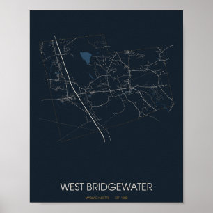 Carte de West Bridgewater Massachusetts Poster (