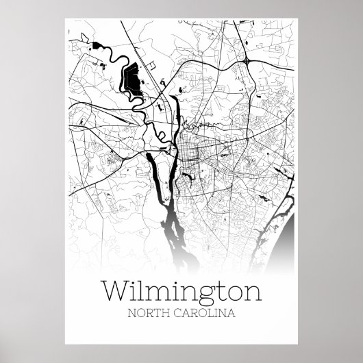 Carte de Wilmington - Caroline du Nord - Poster de (Devant)