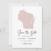 Carte de Wisconsin rose vierge Mariage de script m (Devant)