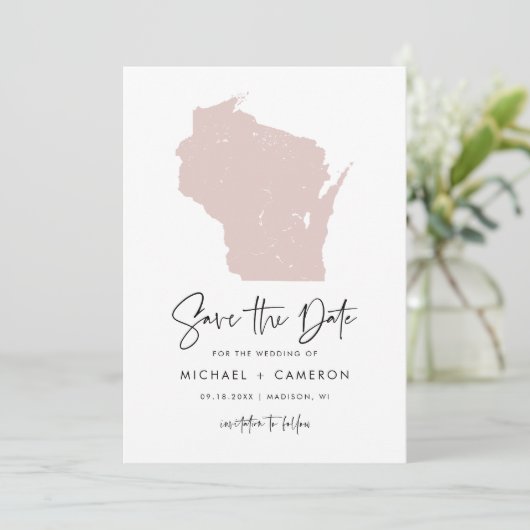 Carte de Wisconsin rose vierge Mariage de script m (Debout devant)