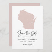 Carte de Wisconsin rose vierge Mariage de script m (Devant / Derrière)