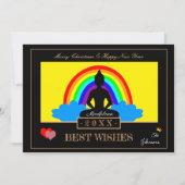 Carte de yoga/méditation Bouddha arc-en-ciel et pl (Devant)