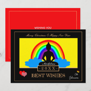 Carte de yoga/méditation de Bouddha arc-en-ciel et