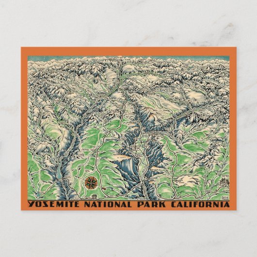 Carte de Yosemite sur carte postale (Devant)