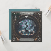 Carte de Yule bénie – Salutation païenne du solsti (Devant/Arrière en situation)