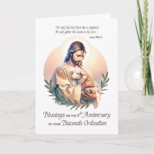 Carte Deacon 5e anniversaire d'ordination Jesus Shepherd (Devant)