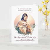 Carte Deacon 5e anniversaire d'ordination Jesus Shepherd (Fleur jaune)
