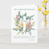 Carte Deacon se porte bien Croix religieuse avec Fleurs  (Fleur jaune)